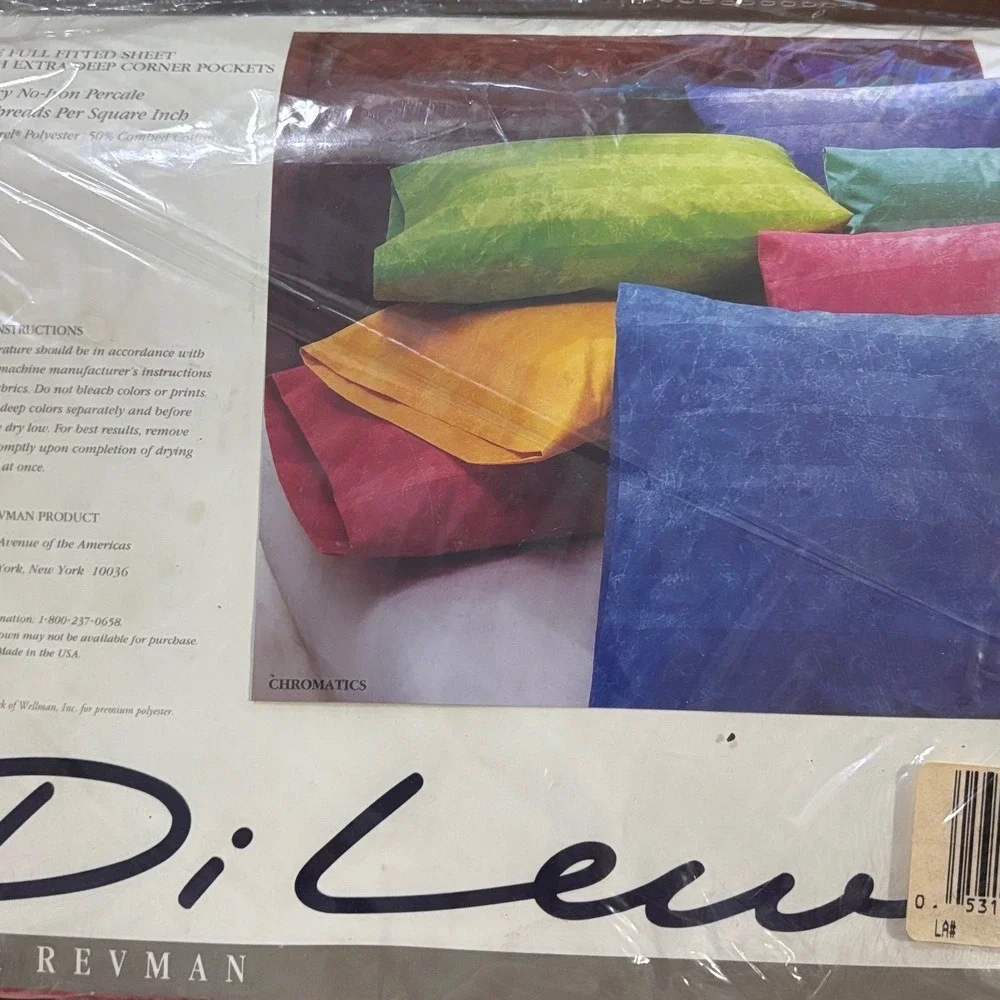 Vtg Di Lewis Revman Full Fitted Sheet Red Orange Striped 200TC Percale 1996 new